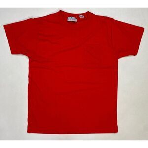 VINTAGE Palm Grove Blank Pocket T-shirt Women Medium Red 80s 90s Single Stitch